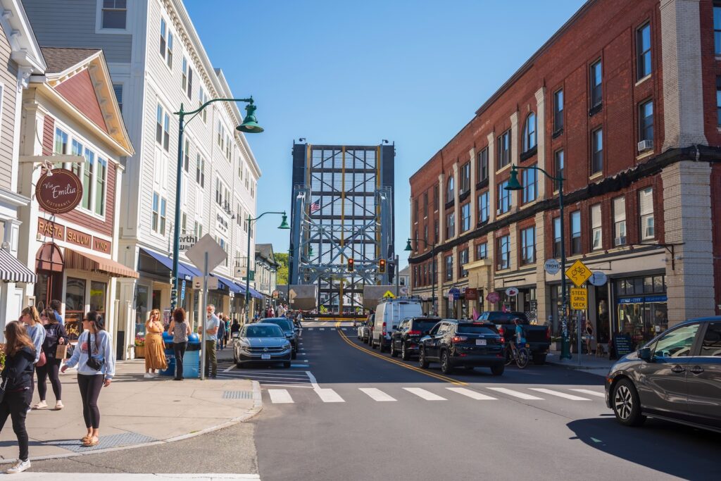 View of downtown Mystic and the Bascule Bridge while you're enjoying fall in Mystic
