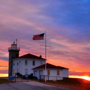 Watch Hill Lighthouse with Colorful Sunset 